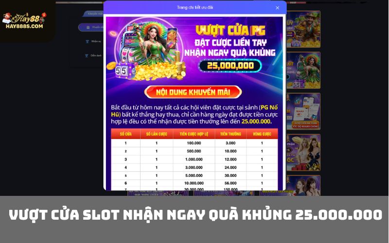  Vượt cửa slot nhận ngay quà khủng 25.000.000